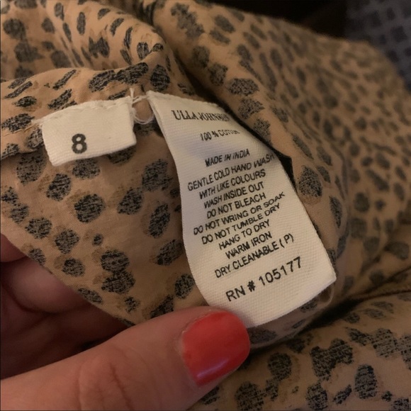 ULLA JOHNSON Cotton Leopard Tie Neck Blouse $395 8 - Picture 8 of 8